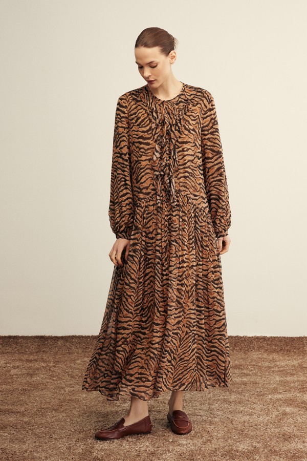Venöve - Remi Elbise Zebra-Kahve